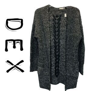 NWT DEX Open cardigan w/pocket lace…